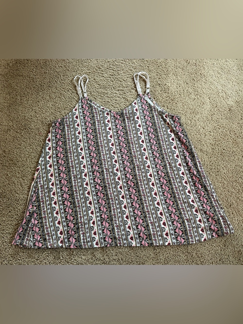 Torrid Pink and White Striped Patterned Spaghetti Strap Cami.